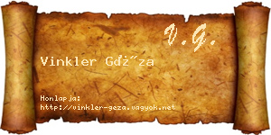 Vinkler Géza névjegykártya