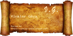 Vinkler Géza névjegykártya